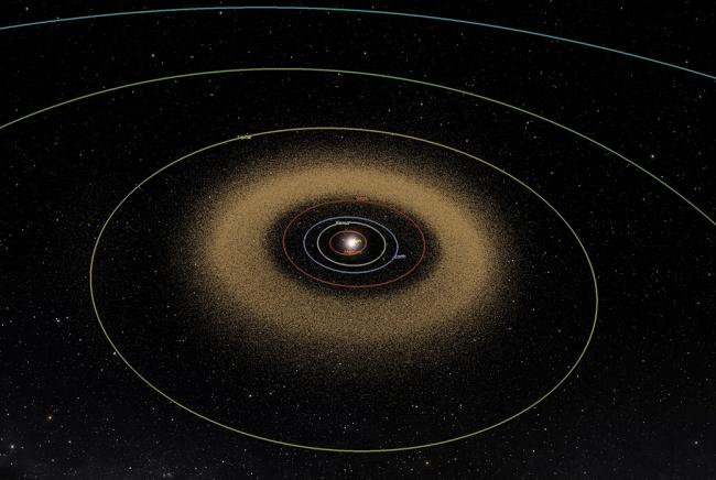 artistic rendition of the main asteroid belt in the Solar System