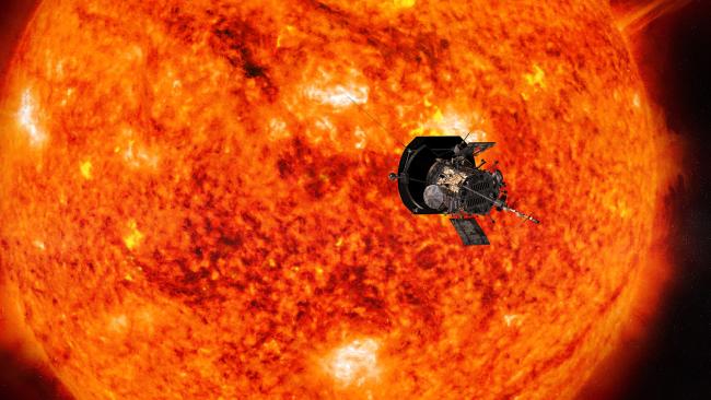 Artist's conception of the Parker Solar Probe spacecraft approaching the Sun.